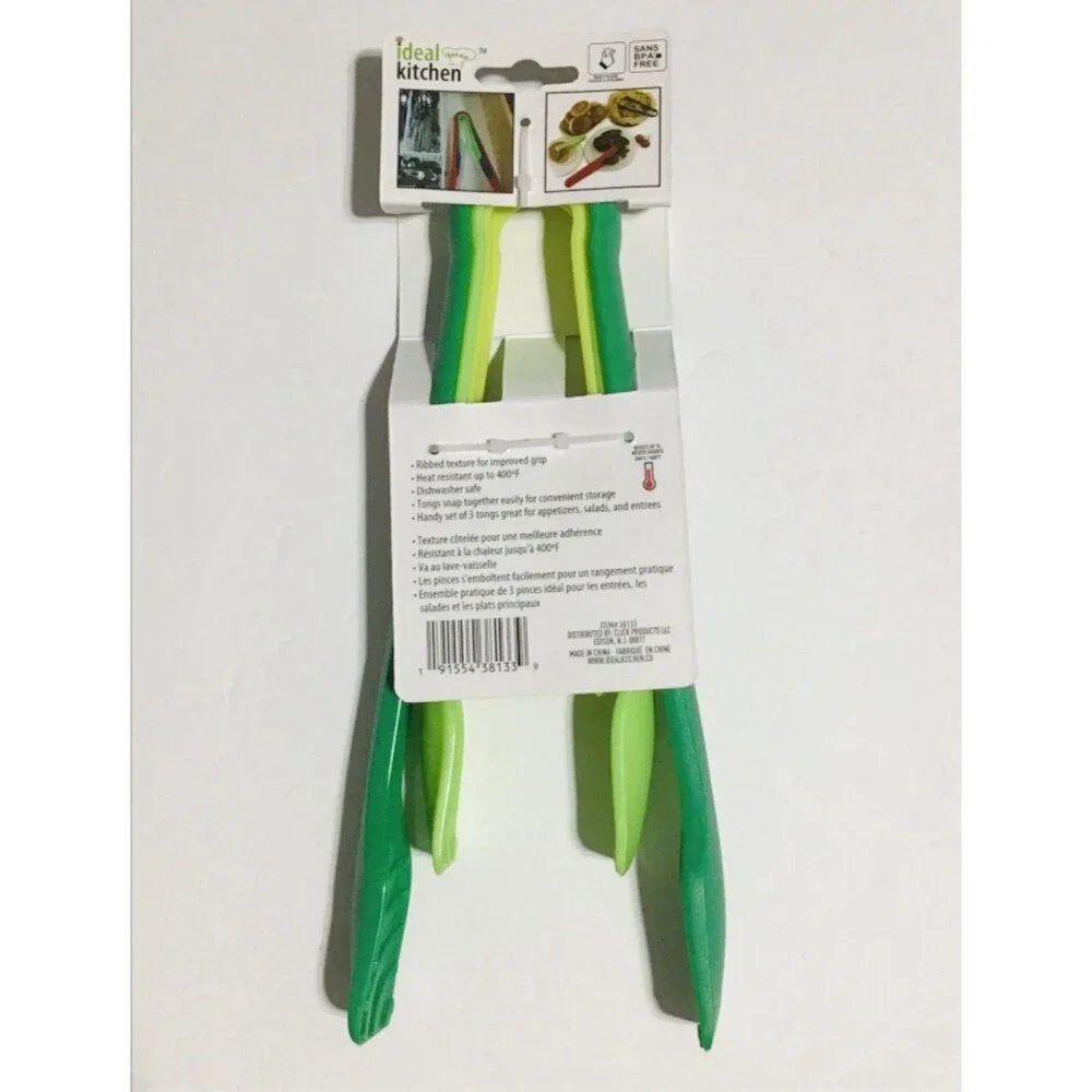 1 SET OF 3 PC CLICK PRODUCTS NESTING TONGS GREEN COLOR